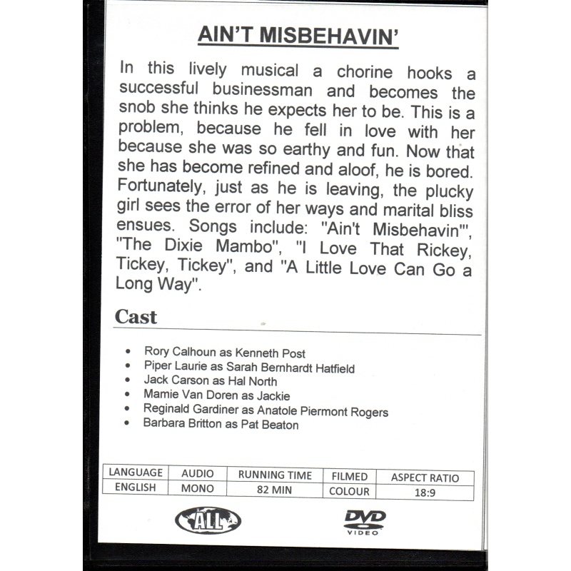 AIN'T MISBEHAVIN - RORY CALHOUN & PIPER LAURIE ALL REGION DVD