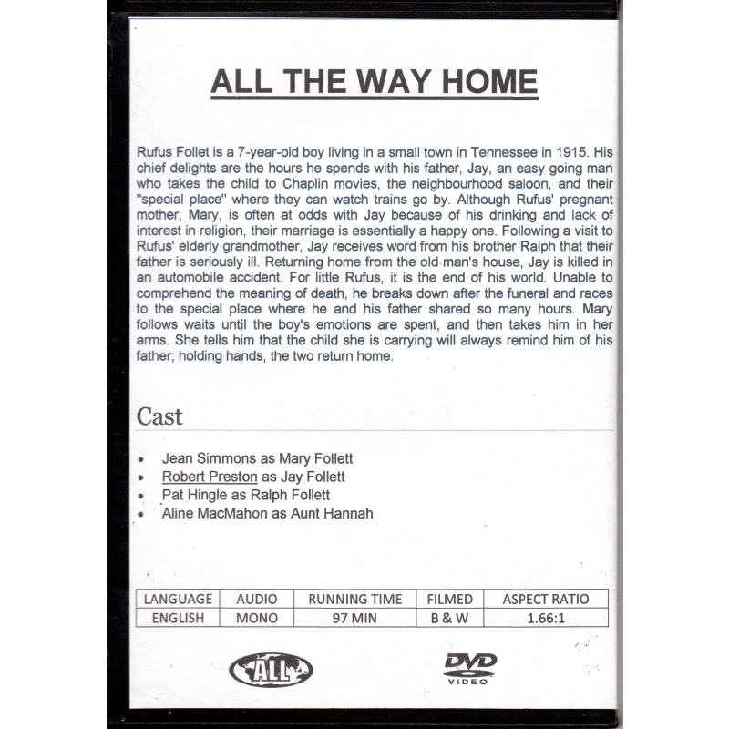 ALL THE WAY HOME - JEAN SIMMONS & ROBERT PRESTON ALL REGION DVD