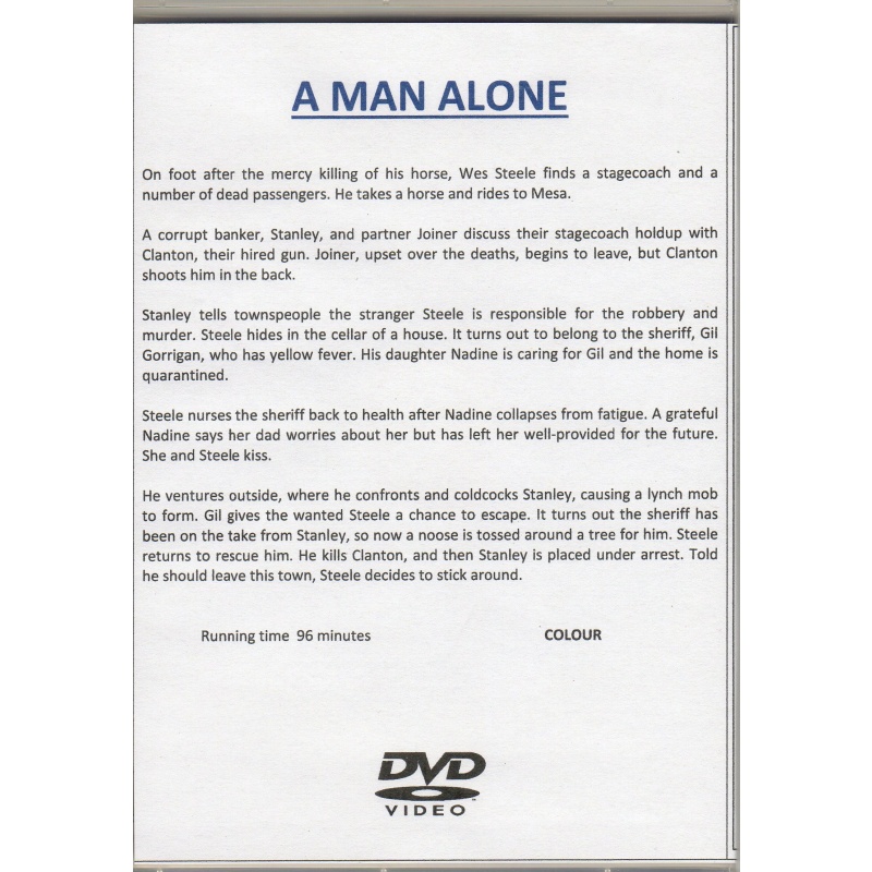 MAN ALONE, A - RAY MILLARD ALL  REGION DVD