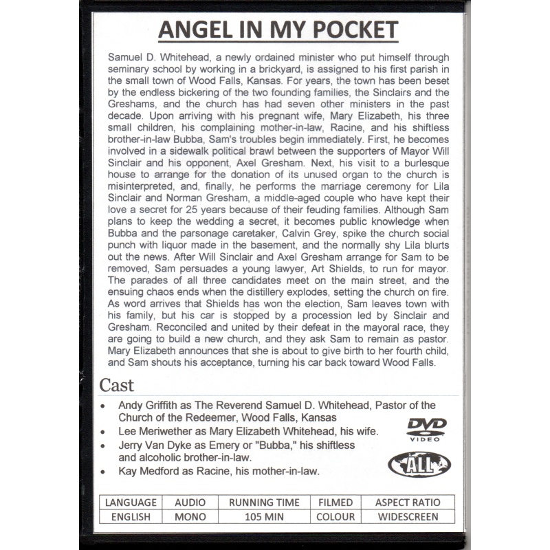 ANGEL IN MY POCKET - ANDY GRIFFITH ALL REGION DVD
