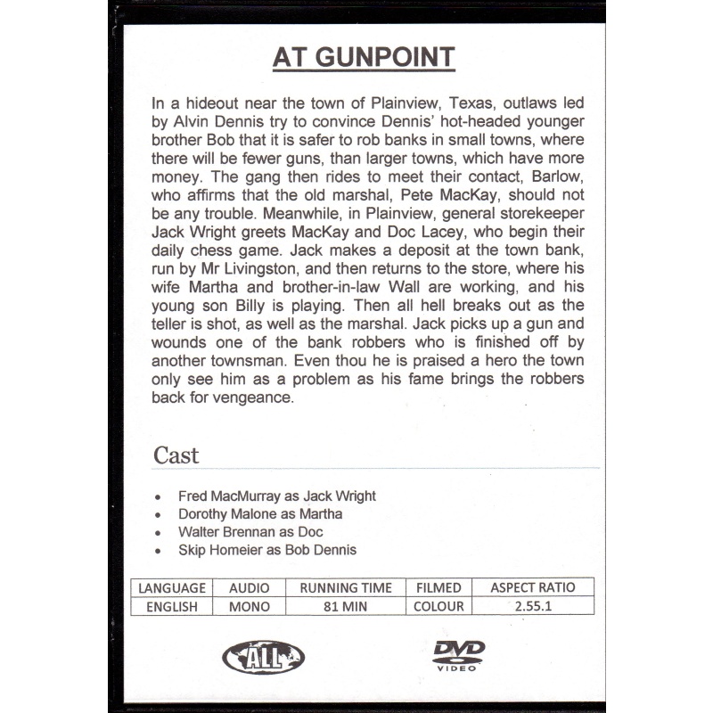AT GUNPOINT - FRED MACMURRAY NEW ALL REGION DVD