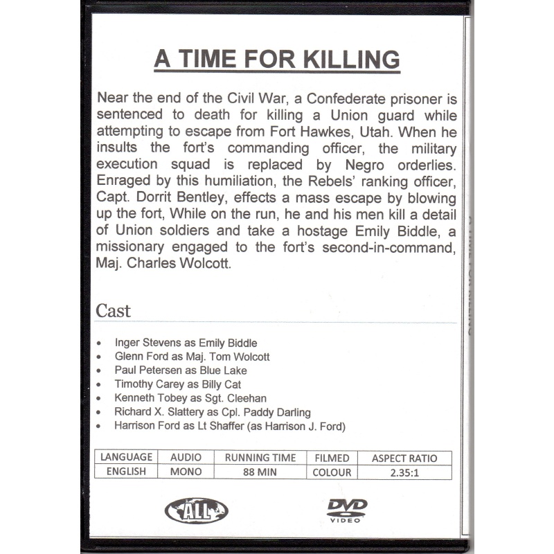 A TIME FOR KILLIN' - GLENN FORD  ALL REGION DVD