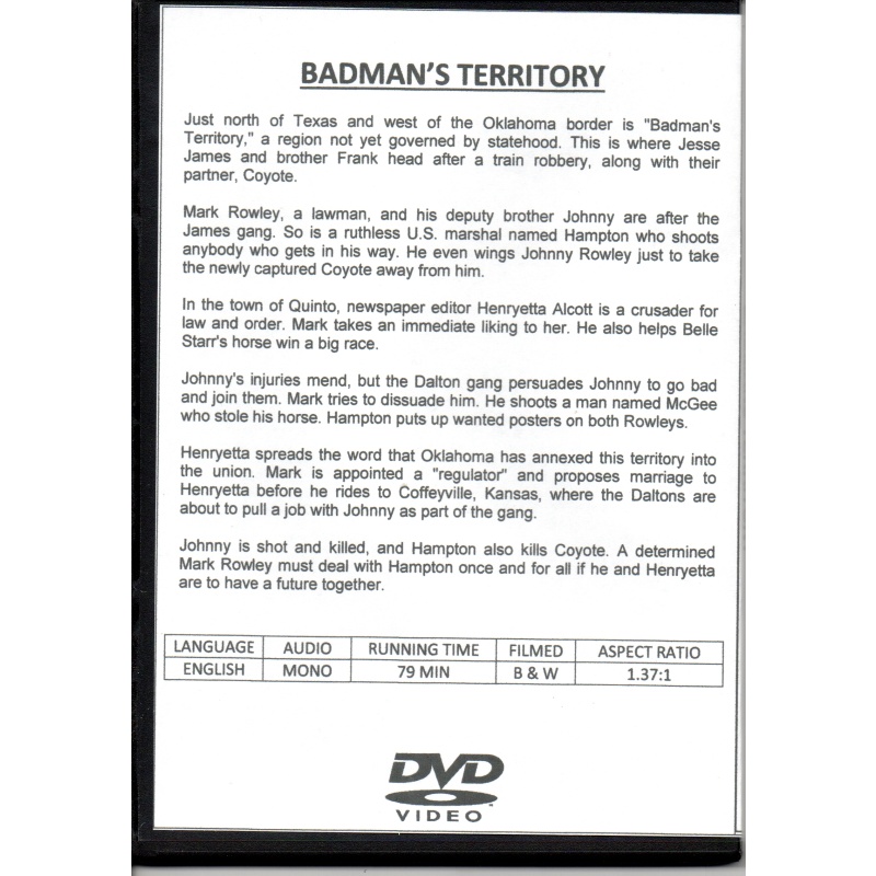 BADMAN&#039;S TERRITORY - RANDOLPH SCOTT NEW ALL REGION DVD