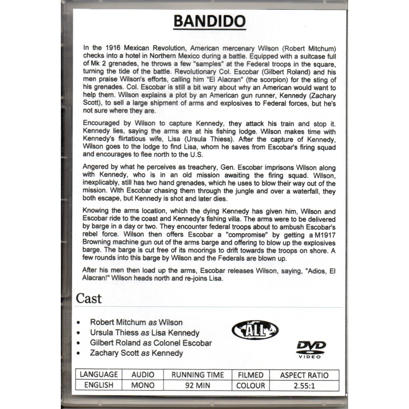 BANDIDO - ROBERT MITCHUM NEW ALL REGION DVD