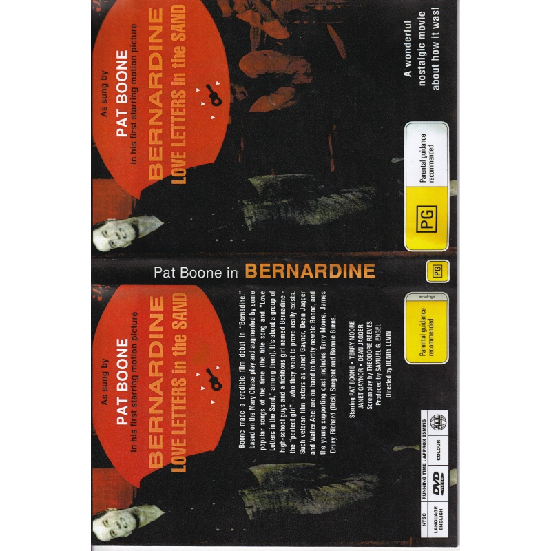 BERNARDINE LOVE LETTERS IN THE SAND STARS PAT BOONE - ALL REGION DVD