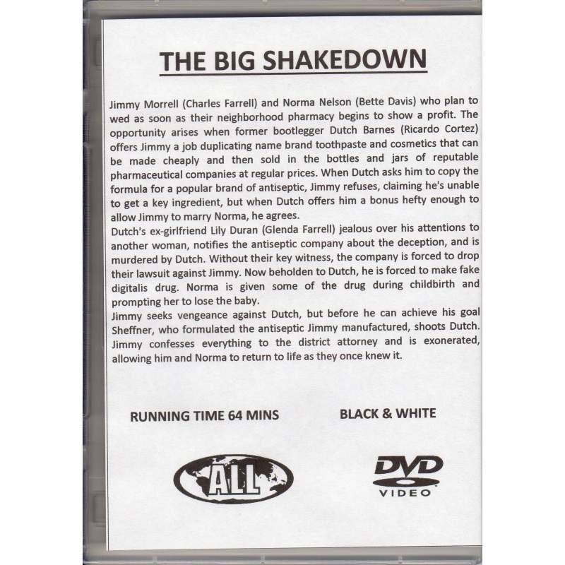 BIG SHAKEDOWN - BETTE DAVIS & CHARLES FARRELL ALL REGION DVD