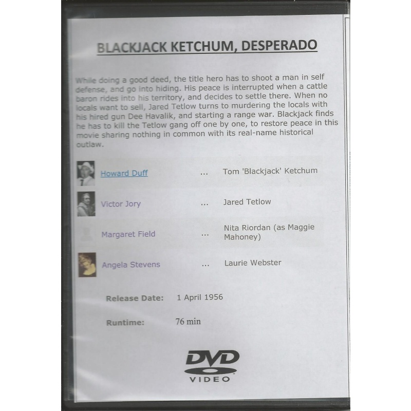 BLACKJACK KETCHUM = DESPERADO - HOWARD DUFF ALL REGION DVD