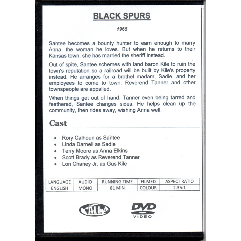 BLACK SPURS - RORY CALHOUN ALL REGION DVD