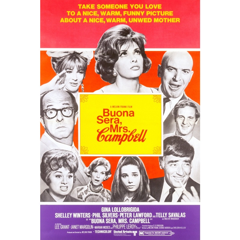 Buona Sera, Mrs. Campbell (1968) Stars: Gina Lollobrigida, Shelley Winters, Phil Silvers