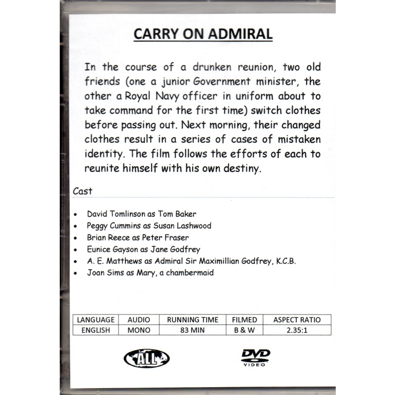 CARRY ON ADMIRAL - DAVID THOMLISON & PEGGY CUMMINGS  ALL REGION DVD