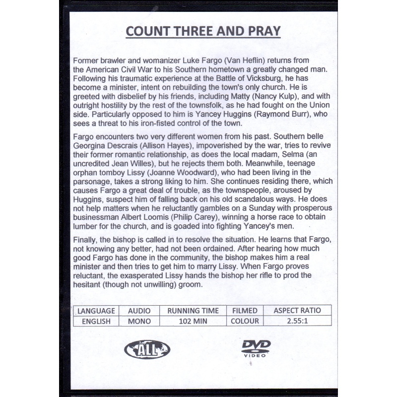 COUNT THREE AND PRAY - VAN HEFLIN & JOANNE WOODWARD ALL REGION DVD