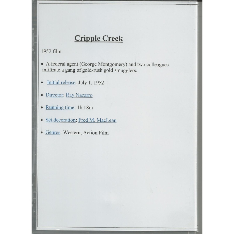 CRIPPLE CREEK - GEORGE MONTGOMERY ALL REGION DVD