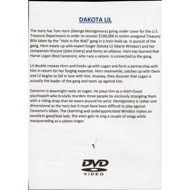 DAKOTA LIL - GEORGE MONTGOMERY & ROD CAMERON  ALL REGION DVD