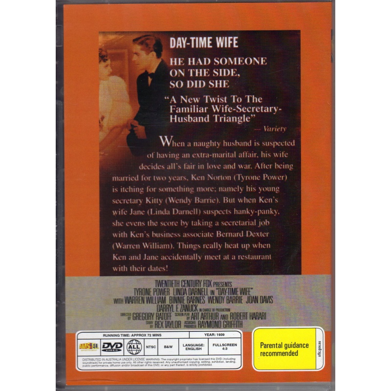 DAY TIME WIFE - TYRONE POWER & LINDA DARNELL  ALL REGION DVD