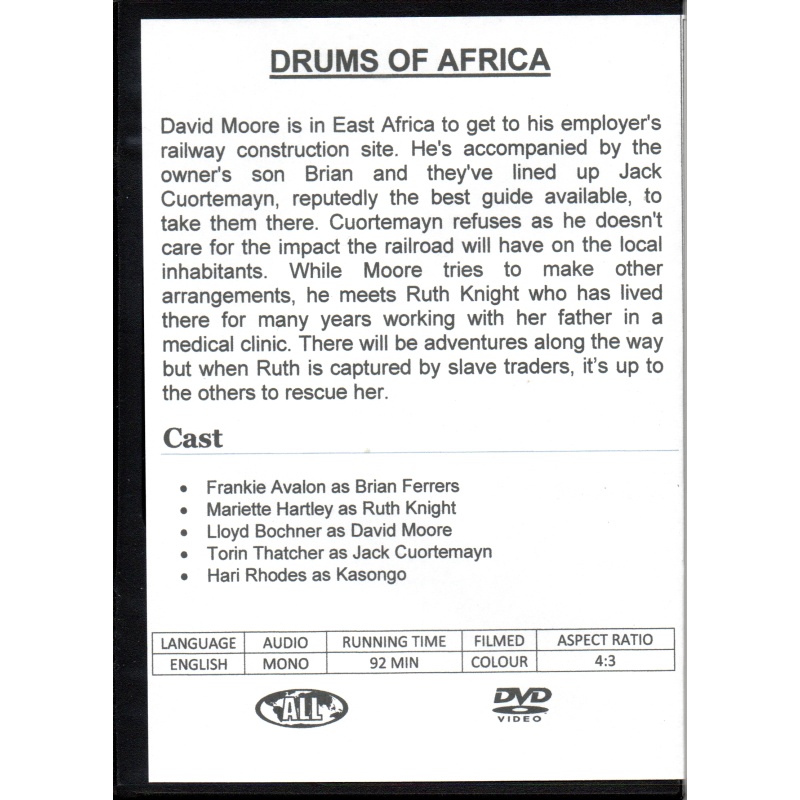 DRUMS OF AFRICA - FRANKIE AVALON - WESTERN - ALL REGION DVD
