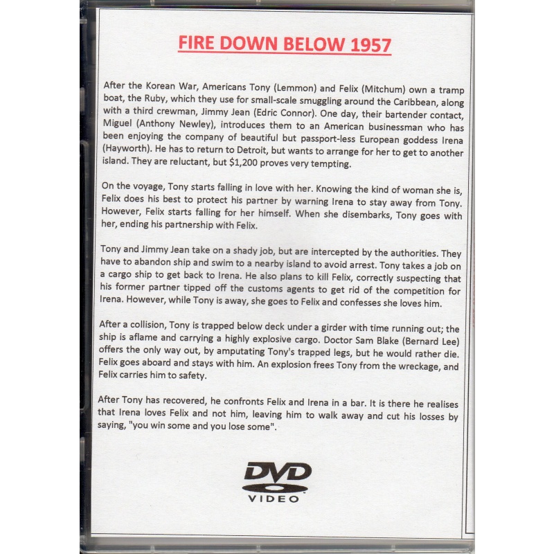 FIRE DOWN BELOW - ROBERT MITCHUM & RITA HAYWORTH  - ALL REGION DVD