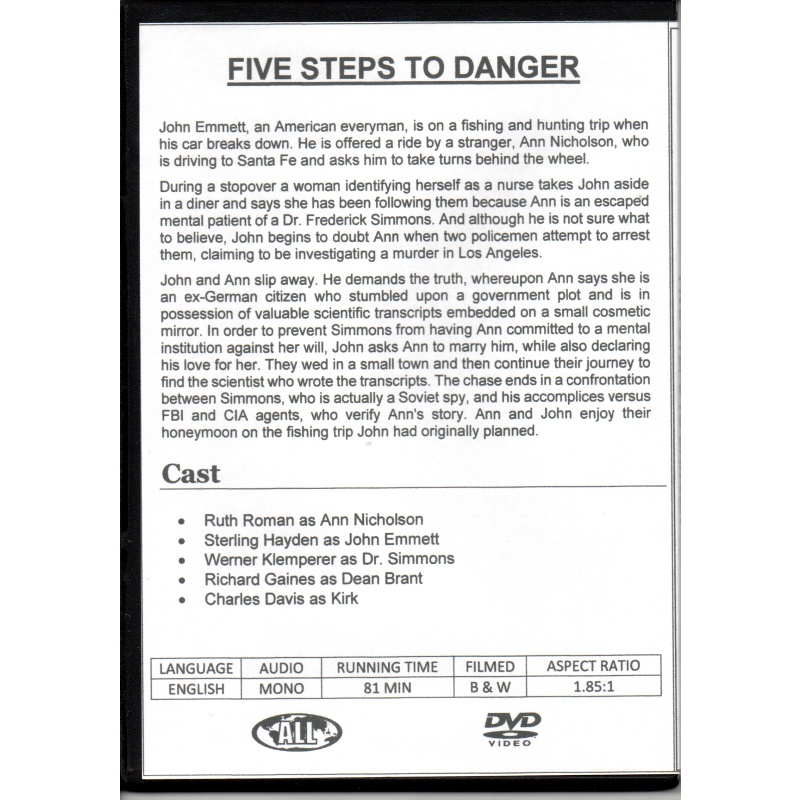 FIVE STEPS TO DANGER - STERLING HAYDEN & RUTH ROMAN  ALL REGION DVD