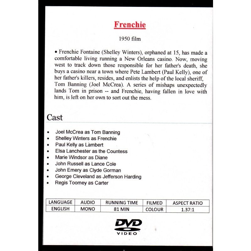 FRENCHIE - JOEL MACRAE & SHIRLEY WINTERS  ALL REGION DVD