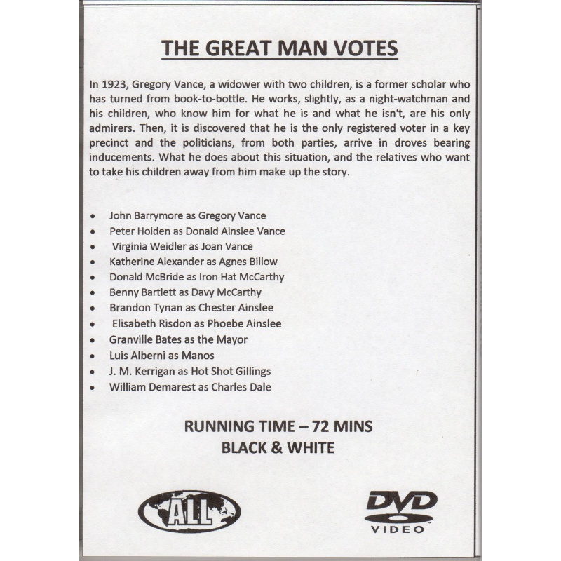 GREAT MAN VOTES - JOHN BARRYMORE  -  ALL REGION DVD