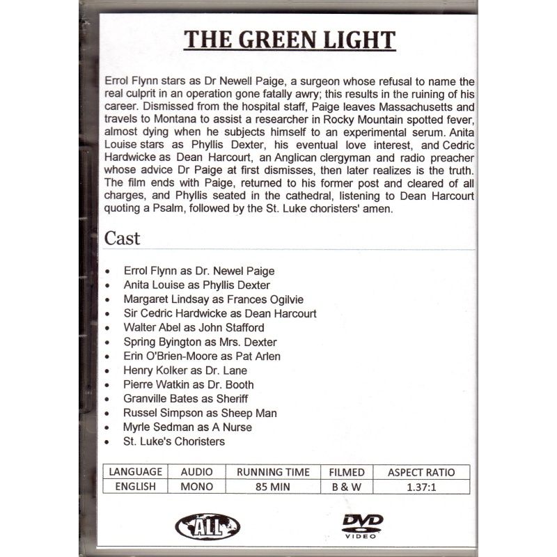 GREEN LIGHT - ERROL FLYNN  ALL REGION DVD
