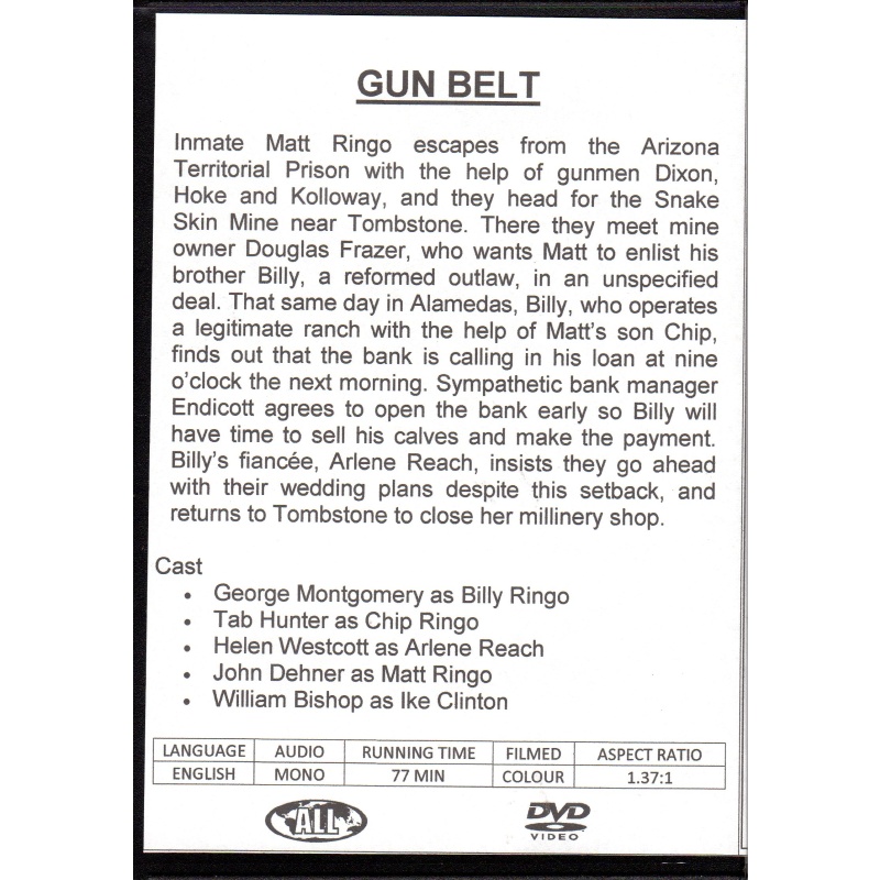 GUN BELT - GEORGE MONTGOMERY ALL REGION DVD