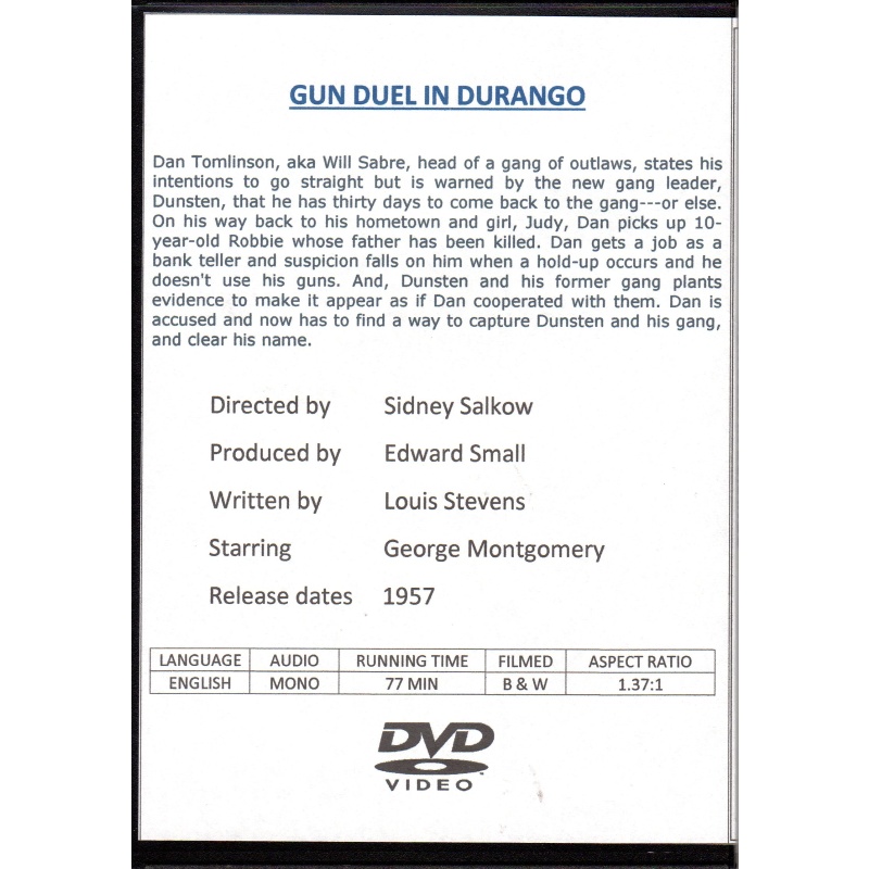 GUN DUEL AT DURANGO - GEORGE MONTGOMERY ALL REGION DVD