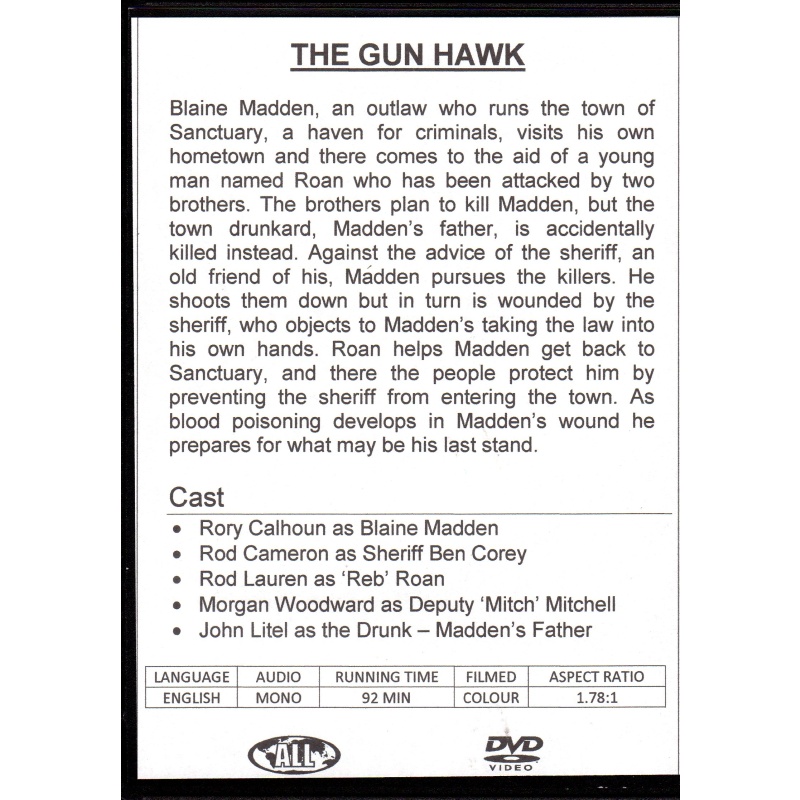 GUN HAWK - RORY CALHOUN & ROD CAMERON ALL REGION DVD