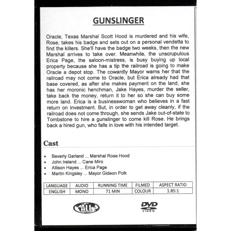 GUNSLINGER - JOHN IRELAND ALL REGION DVD