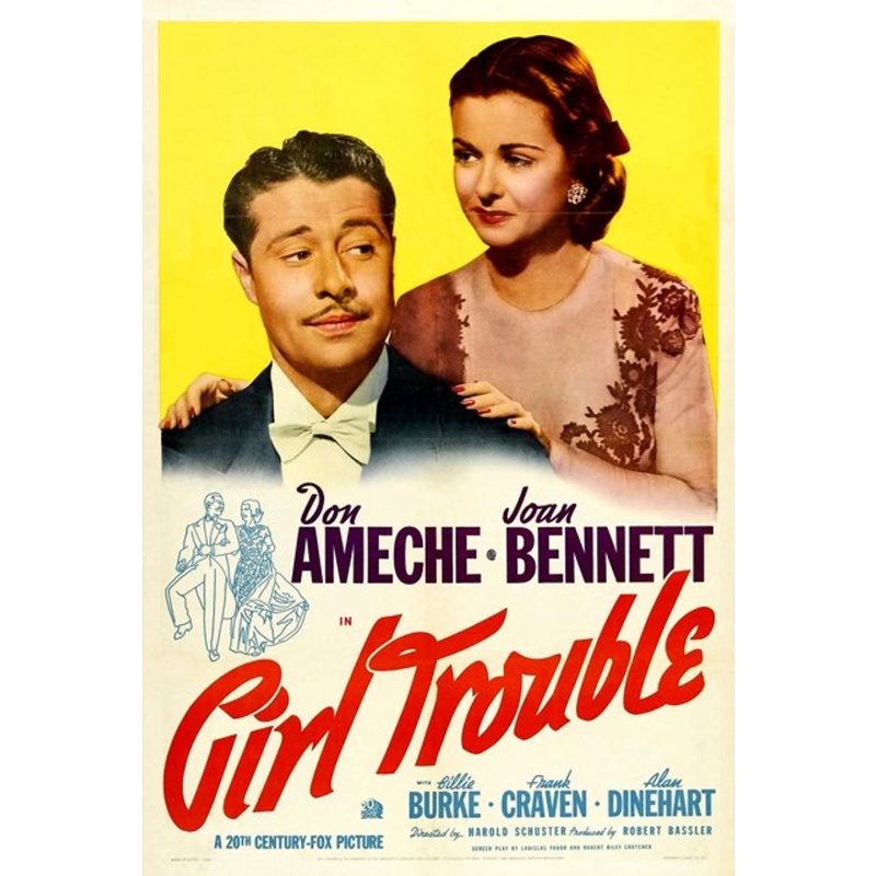 Girl Trouble 1942 Don Ameche, Joan Bennett, Billie Burke, Frank Craven, Alan Dinehar