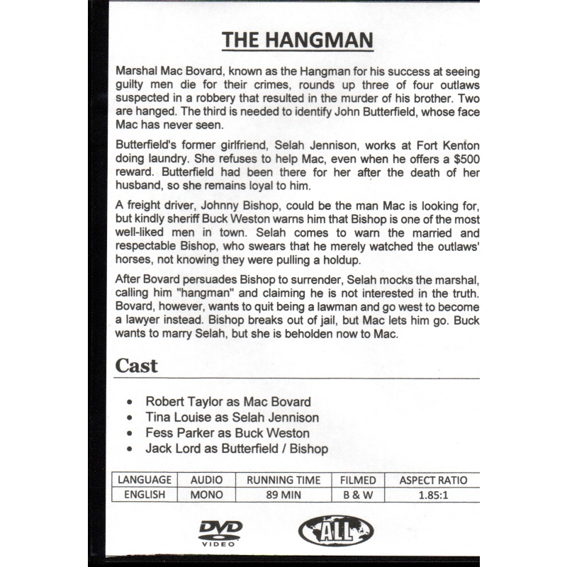 HANGMAN - ROBERT TAYLOR  ALL REGION DVD
