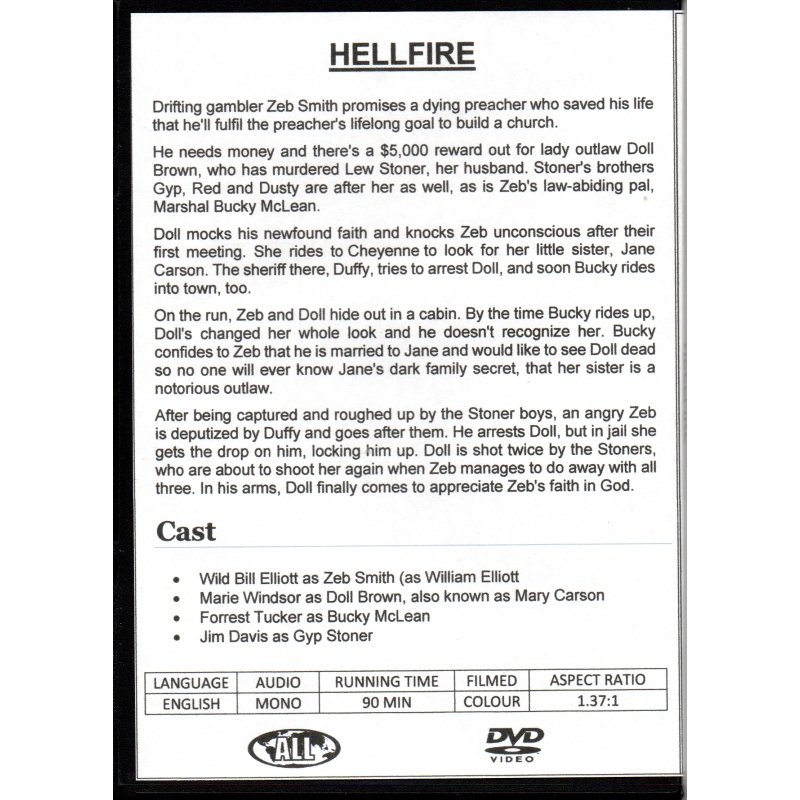 HELLFIRE - JIM DAVIS & FORREST TUCKER  ALL REGION DVD
