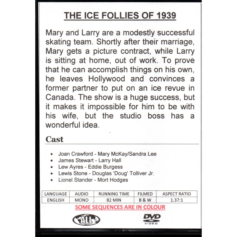 ICE FOLLIES OF 1939 - JOHN CRAWFORD & JAMES STEWART  ALL REGION DVD