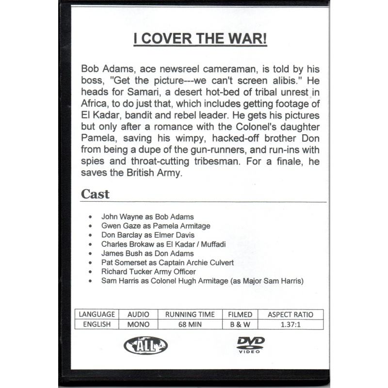 I COVER THE WAR   -  JOHN WAYNE   ALL REGION DVD
