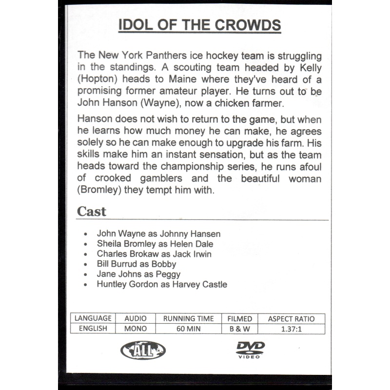 IDOL OF THE CROWDS  -  JOHN WAYNE   ALL REGION DVD
