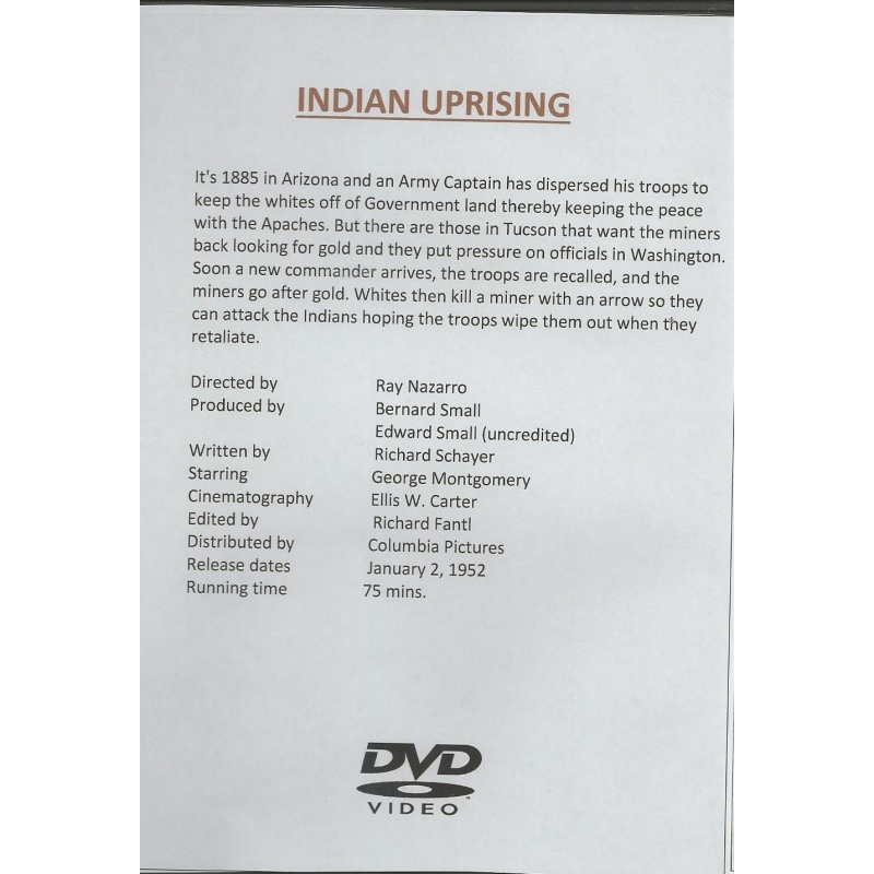 INDIAN UPRISING - GEORGE MONTGOMERY ALL REGION DVD