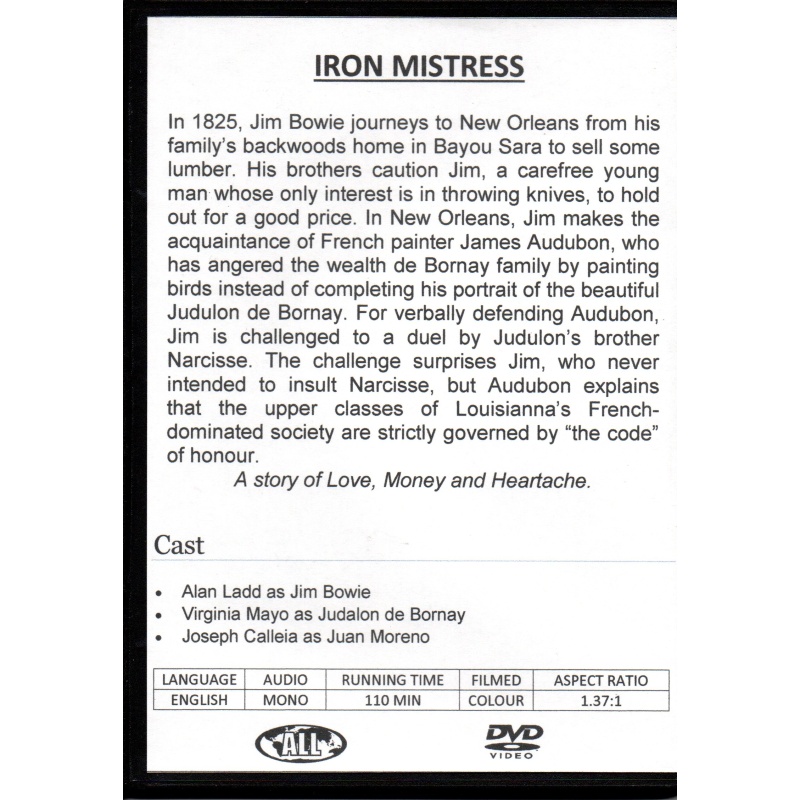 IRON MISTRESS - ALAN LADD & VIRGINIA MAYO ALL REGION DVD