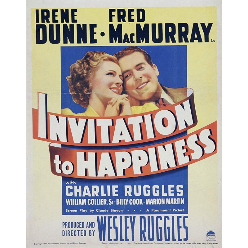 Invitation to Happiness (1939)  Irene Dunne, Fred MacMurray, Charles Ruggles  Rare Movie