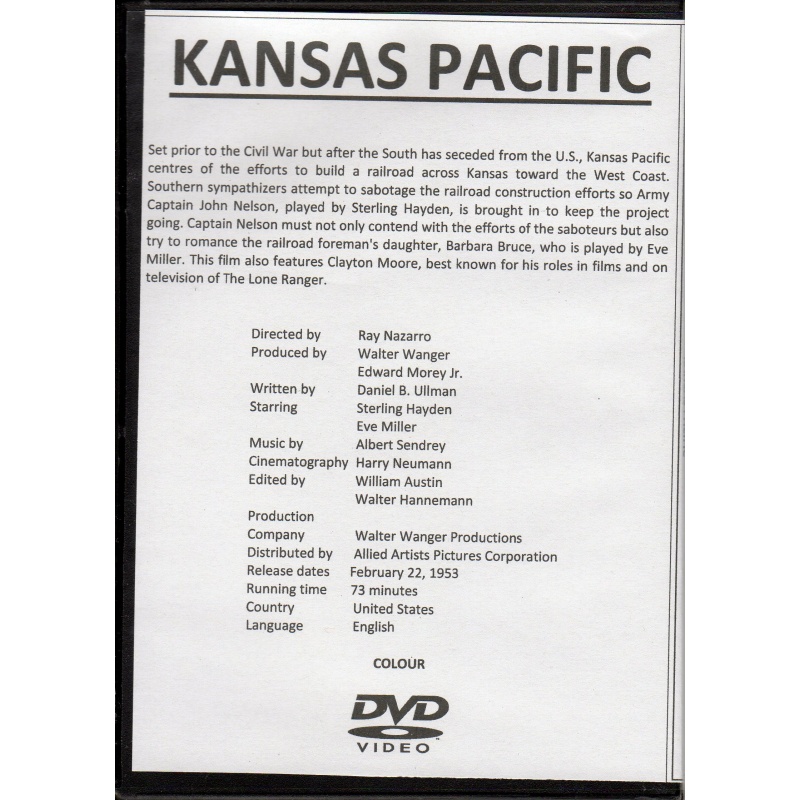 KANSAS PACIFIC - STIRLING HAYDEN ALL REGION DVD