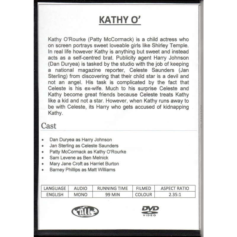 KATHY "O" - DAN DURYEA & JAN STERLING ALL REGION DVD