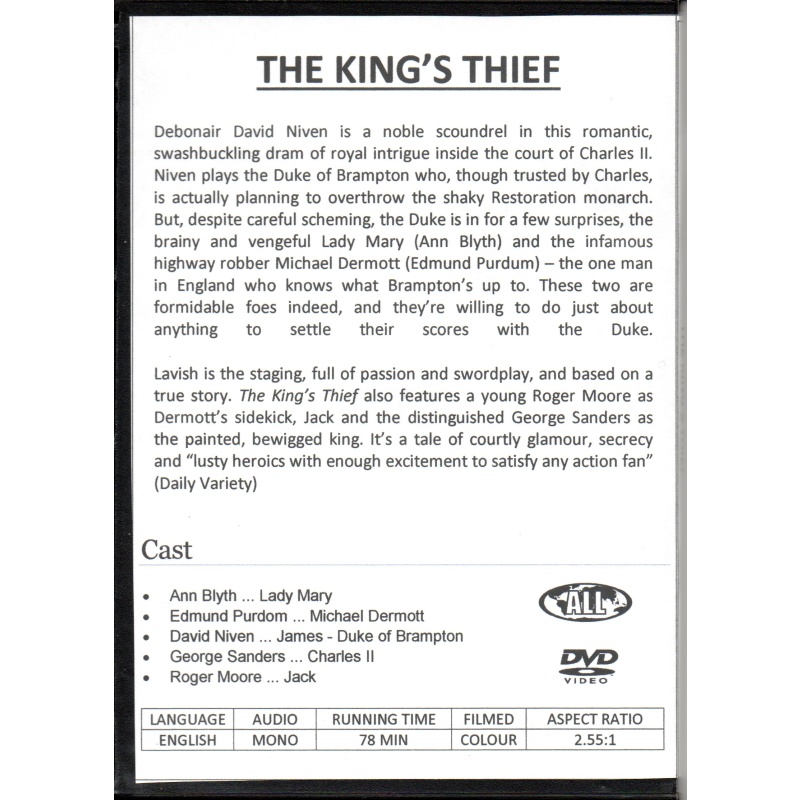KING&#039;S THIEF, THE - DAVID NIVEN & ANN BLYTH ALL REGION DVD
