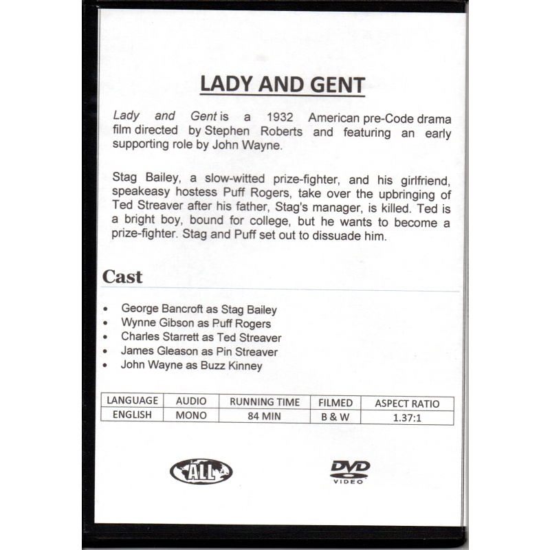 LADY AND GENT - JOHN WAYNE   ALL REGION DVD