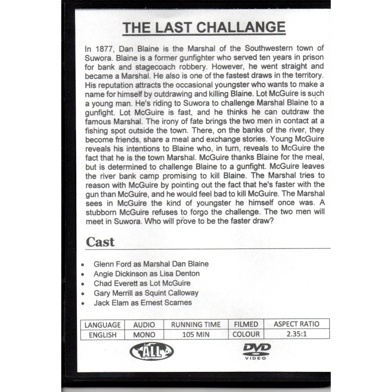 LAST CHALLENGE - GLENN FORD ALL REGION DVD