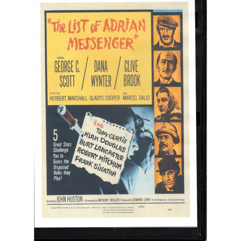 LIST OF ADRIAN MESSENGER - GEORGE C SCOTT & DANA WINTER ALL REGION DVD