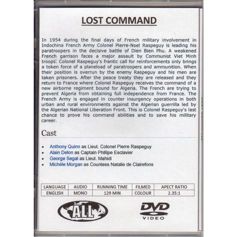 LOST COMMAND - ANTHONY QUINN  ALL REGION DVD