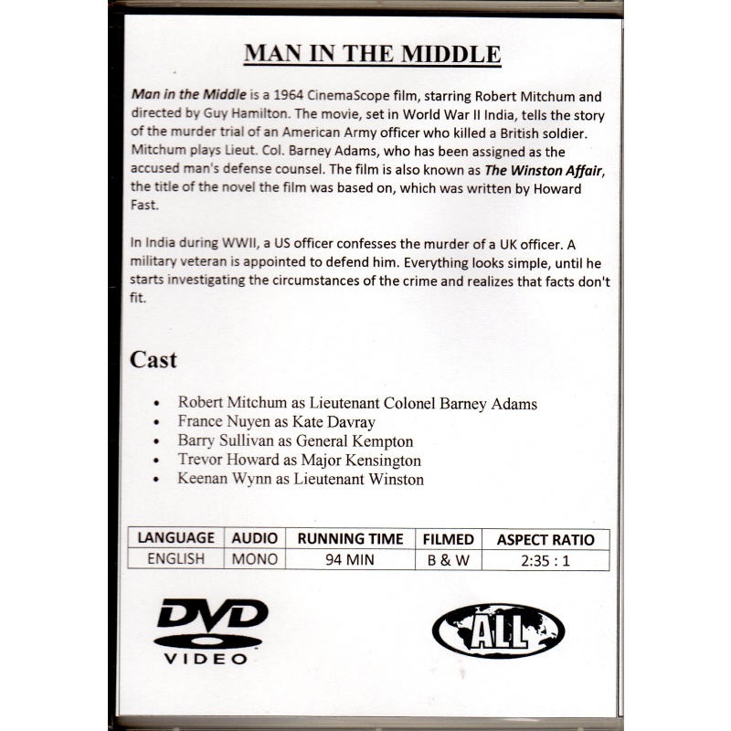 MAN IN THE MIDDLE  - ROBERT MITCHUM ALL  REGION DVD