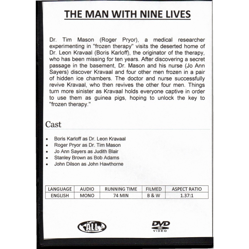 MAN WITH NINE LIVES - BORIS KARLOFF  ALL REGION DVD