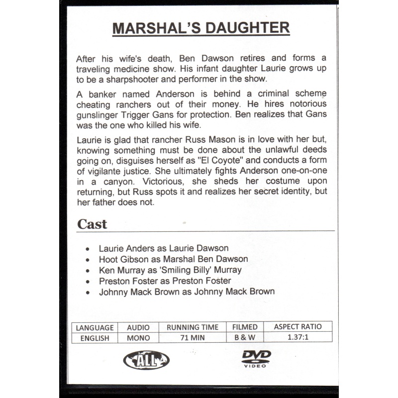 MARSHALL'S DAUGHTER - LAURIE ANDERS  ALL REGION DVD