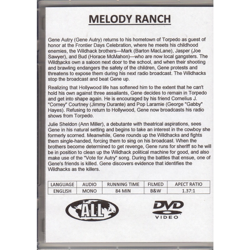 MELODY RANCH - GENE AUTRY & JOHN WAYNE ALL REGION DVD