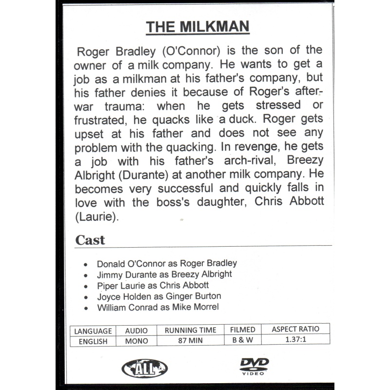 MILKMAN - DONALD O'CONNOR  ALL  REGION DVD