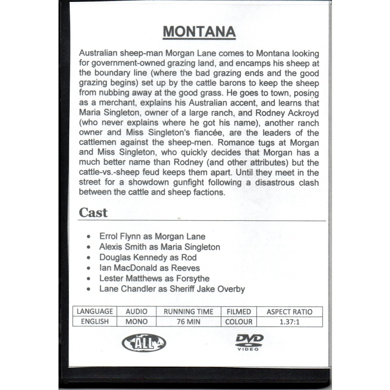 MONTANA - ERROL FLYNN ALL  REGION DVD